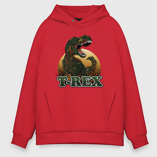 Мужское худи оверсайз T-Rex / Красный – фото 1