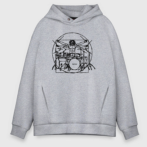 Мужское худи оверсайз Витрувианский барабанщик / Меланж – фото 1