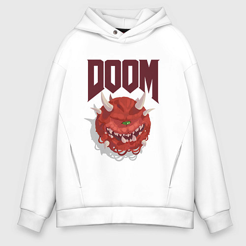 Мужское худи оверсайз DOOM / Белый – фото 1