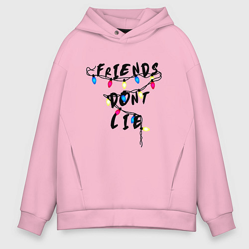 Мужское худи оверсайз Friends dont lie / Светло-розовый – фото 1