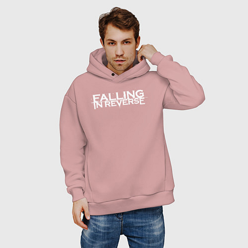 Мужское худи оверсайз Falling in Reverse / Пыльно-розовый – фото 3