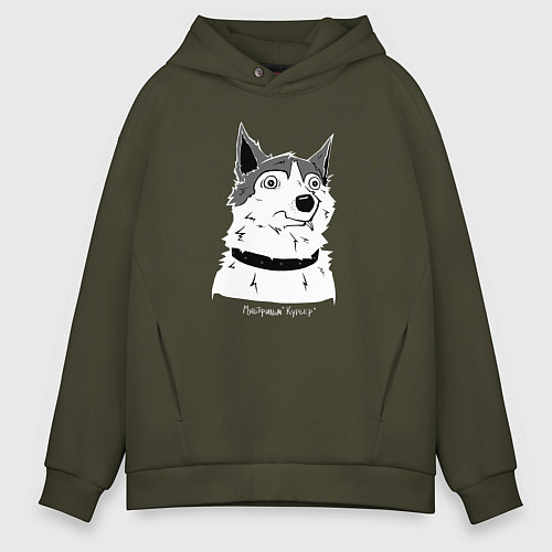 Мужское худи оверсайз Курьер - Шарик / Хаки – фото 1