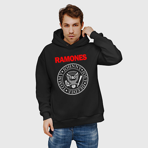 Мужское худи оверсайз RAMONES / Черный – фото 3