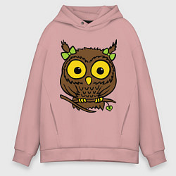 Толстовка оверсайз мужская Сова с бантиками, цвет: пыльно-розовый