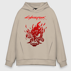Толстовка оверсайз мужская CYBERPUNK 2077, цвет: миндальный
