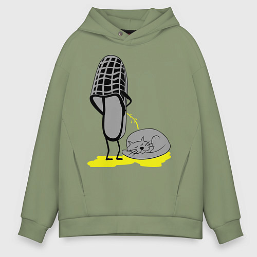 Мужское худи оверсайз Писающий тапок / Авокадо – фото 1