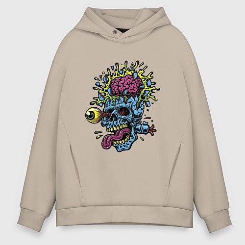 Мужское худи оверсайз The explosion of the brain / Миндальный – фото 1