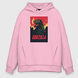Толстовка оверсайз мужская Godzilla, цвет: светло-розовый