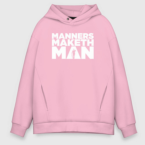 Мужское худи оверсайз Manners maketh man / Светло-розовый – фото 1