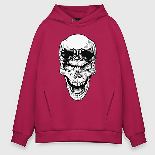 Мужское худи оверсайз Skull and glasses / Маджента – фото 1