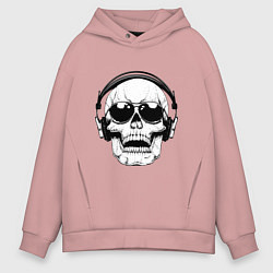 Толстовка оверсайз мужская Skull Music lover, цвет: пыльно-розовый