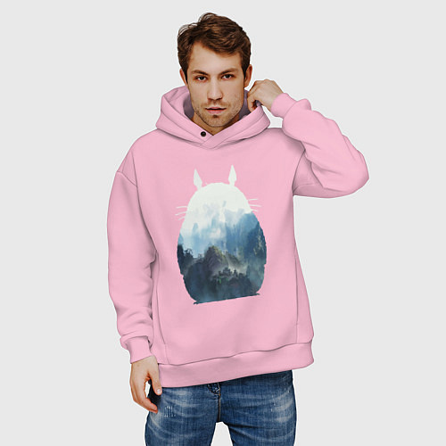 Мужское худи оверсайз Тоторо / Светло-розовый – фото 3