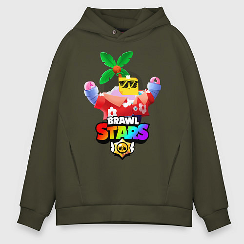 Мужское худи оверсайз BRAWL STARS SPROUT TROPICAL / Хаки – фото 1