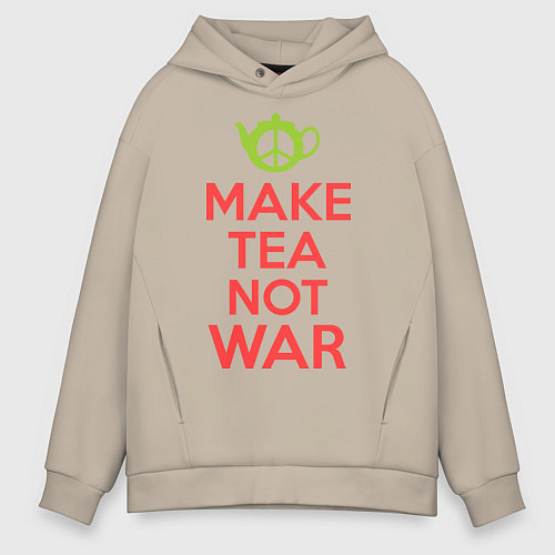 Мужское худи оверсайз Make tea not war / Миндальный – фото 1