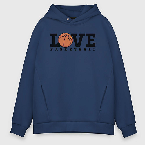 Мужское худи оверсайз Love Basketball / Тёмно-синий – фото 1