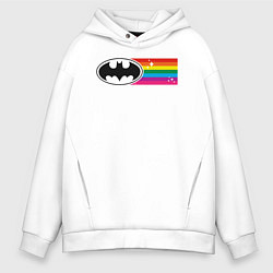 Толстовка оверсайз мужская Batman Rainbow Logo цвета белый — фото 1