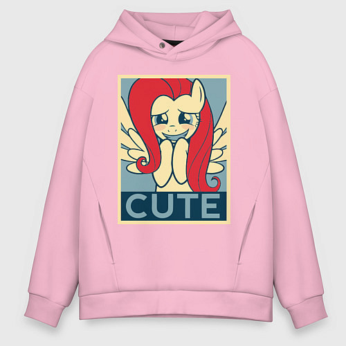 Мужское худи оверсайз Fluttershy cute / Светло-розовый – фото 1