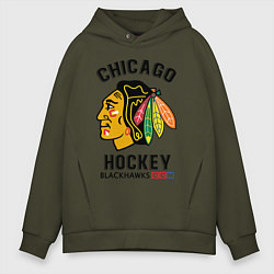 Толстовка оверсайз мужская CHICAGO BLACKHAWKS NHL, цвет: хаки