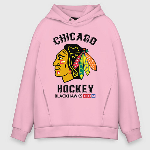 Мужское худи оверсайз CHICAGO BLACKHAWKS NHL / Светло-розовый – фото 1