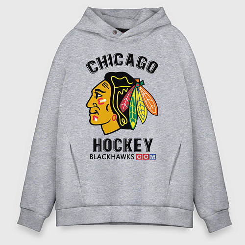 Мужское худи оверсайз CHICAGO BLACKHAWKS NHL / Меланж – фото 1