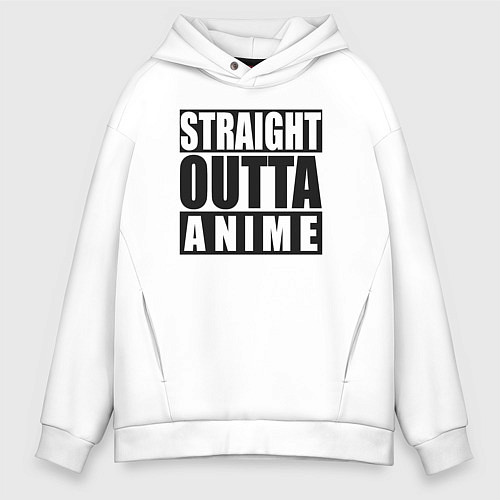 Мужское худи оверсайз Straight Outta Anime / Белый – фото 1