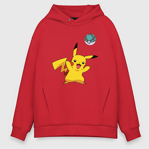 Мужское худи оверсайз Pokemon pikachu 1 / Красный – фото 1