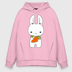 Толстовка оверсайз мужская Зайчик с морковкой, цвет: светло-розовый