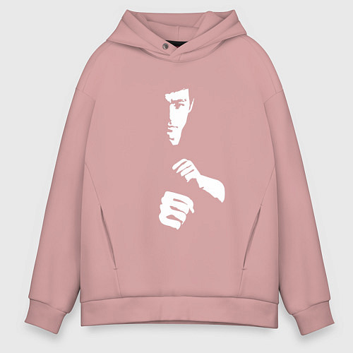 Мужское худи оверсайз Брюс Ли / Пыльно-розовый – фото 1