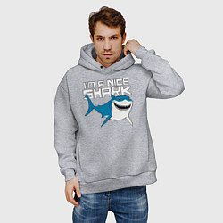 Толстовка оверсайз мужская Im A Nice Shark, цвет: меланж — фото 2