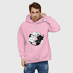 Толстовка оверсайз мужская Просто будь Котом, цвет: светло-розовый — фото 2