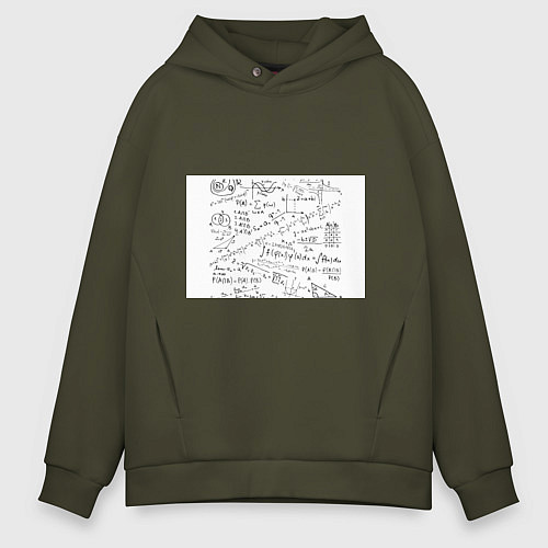 Мужское худи оверсайз Мама,я математик! / Хаки – фото 1