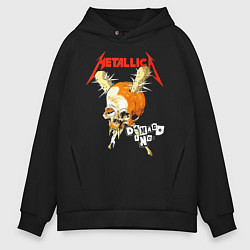 Толстовка оверсайз мужская Metallica - оранжевый череп, цвет: черный