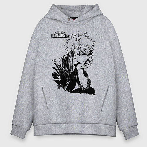 Мужское худи оверсайз Моя геройская академия / Меланж – фото 1