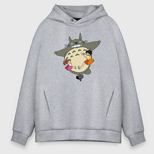 Мужское худи оверсайз Тоторо и девочки / Меланж – фото 1