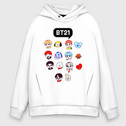 Толстовка оверсайз мужская BTS BT21, цвет: белый