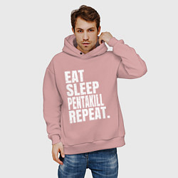 Толстовка оверсайз мужская EAT SLEEP PENTAKILL REPEAT, цвет: пыльно-розовый — фото 2