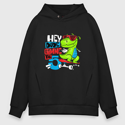 Мужское худи оверсайз Dino hipster / Черный – фото 1