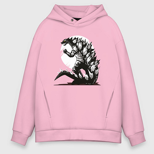 Мужское худи оверсайз Годзилла / Светло-розовый – фото 1