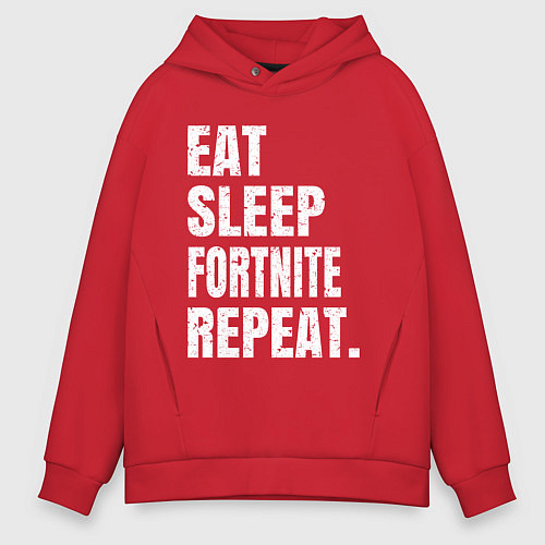 Мужское худи оверсайз EAT SLEEP FORTNITE REPEAT / Красный – фото 1