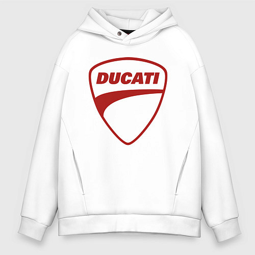Мужское худи оверсайз Ducati Logo Дукати Лого Z / Белый – фото 1