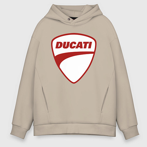 Мужское худи оверсайз Ducati Logo Дукати Лого Z / Миндальный – фото 1