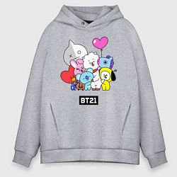 Толстовка оверсайз мужская BT21, цвет: меланж