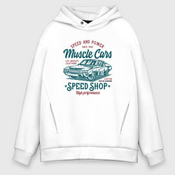 Толстовка оверсайз мужская Машина, цвет: белый