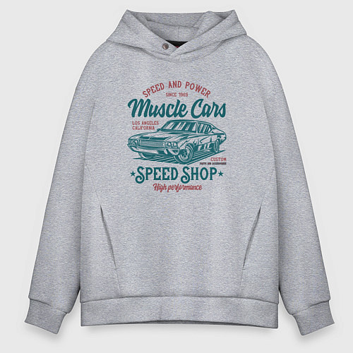 Мужское худи оверсайз Машина / Меланж – фото 1