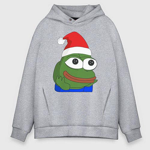Мужское худи оверсайз Новогодний Пепе / Меланж – фото 1