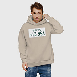 Толстовка оверсайз мужская Initial D Номер, цвет: миндальный — фото 2