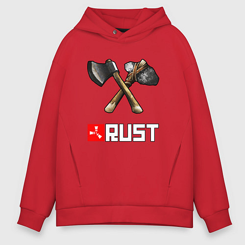 Мужское худи оверсайз RUST / Красный – фото 1