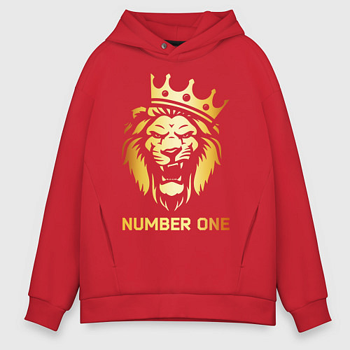 Мужское худи оверсайз ЗОЛОТОЙ ЛЕВ / Красный – фото 1