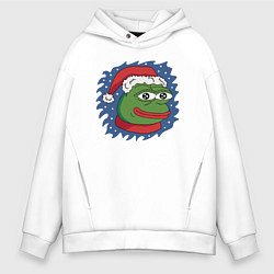 Толстовка оверсайз мужская Pepe New Year, цвет: белый