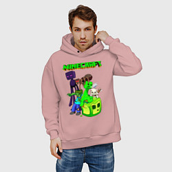 Толстовка оверсайз мужская Minecraft, цвет: пыльно-розовый — фото 2